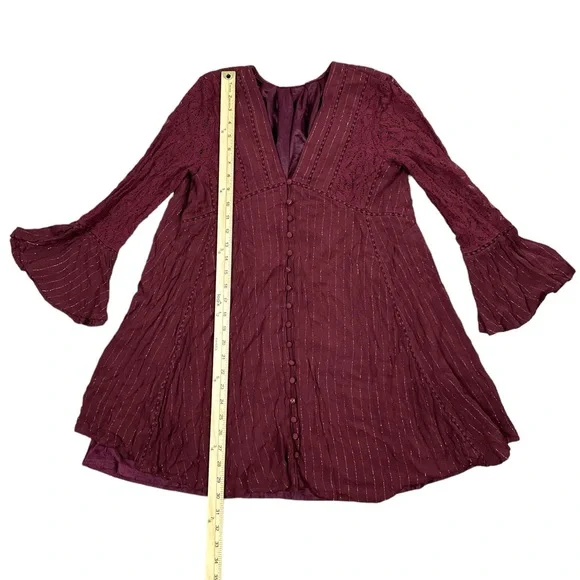 Altar’d State Long Sleeve Tunic Dress w/ lace detailing - Picture 11 of 12